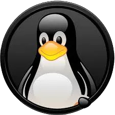 Tux, the Linux penguin mascot, inside a black circular frame.