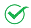 Green checkmark symbol inside a circle.